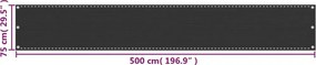 vidaXL Διαχωριστικό Βεράντας Ανθρακί 75 x 500 εκ. από HDPE