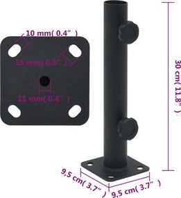 vidaXL Βάση Ομπρέλας Ματ Μαύρο για Ιστό Ø32/34/38 Ατσάλι