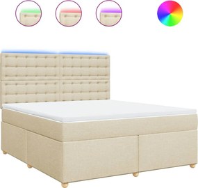 vidaXL Κρεβάτι Boxspring με Στρώμα Κρεμ 180x200 εκ. Υφασμάτινο