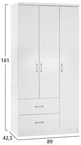 ΝΤΟΥΛΑΠΑ 3ΦΥΛΛΗ ME 2 ΣΥΡΤΑΡΙΑ CAESAR HM340.05 ΛΕΥΚΗ 89x42,5x181 εκ.