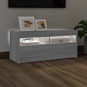 vidaXL Έπιπλο Τηλεόρασης με LED Γκρι Sonoma 90x35x40 εκ.