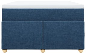 Κρεβάτι Boxspring με Στρώμα Μπλε 120x190 εκ. Υφασμάτινο - Μπλε