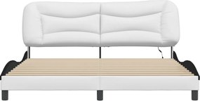vidaXL Πλαίσιο κρεβατιού με LED χωρίς στρώμα Hvar Λευκό/Μαύρο 180x200εκ.