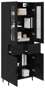 vidaXL Highboard με συρτάρι 2 pcs Μαύρη Οξυά Επεξεργασμένο ξύλο