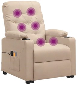 vidaXL Πολυθρόνα Μασάζ με Ανύψωση Κρεμ Υφασμάτινη