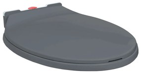 vidaXL Κάλυμμα Λεκάνης με Soft Close &amp;amp; Quick Release Οβάλ Γκρι