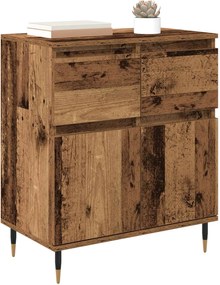 vidaXL Πλαϊνό γραφείο με συρτάρι Παλιό Ξύλο 60 x 35 x 70 cm