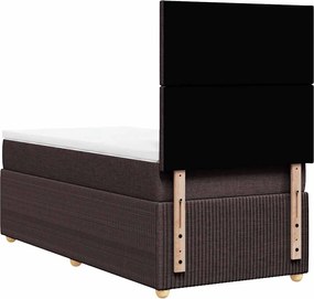 vidaXL Κρεβάτι Boxspring με Στρώμα Σκούρο Καφέ 90x200 εκ. Υφασμάτινο