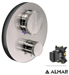 Almar Thermo-Core Push Inox Finish Θερμοστατικός μίκτης εντοιχισμού 3 εξόδων+κιτ εντοιχισμού E176633-110 E134001