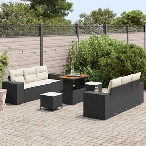 vidaXL Σετ Καναπέ Κήπου με αποθήκευση 9 pcs Μαύρο Πολυ ράταν