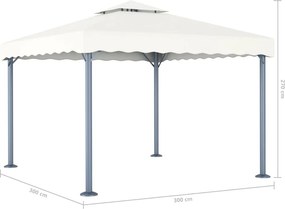 vidaXL Κιόσκι Κρεμ 300 x 300 εκ. Αλουμινίου