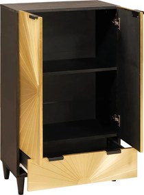 vidaXL Βοηθητικό ντουλάπι Μαύρο και Χρυσό 60 x 33,5 x 100 εκ.