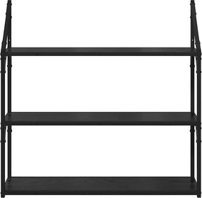 vidaXL Ράφι Τοίχου Μαύρη Οξυά 80 x 21 x 78,5 cm Επεξεργασμένο ξύλο
