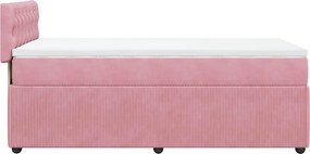 vidaXL Κρεβάτι Boxspring με Στρώμα Ροζ 100x200 εκ. Βελούδινο
