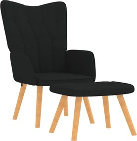 vidaXL Πολυθρόνα Relax Μαύρη Υφασμάτινη με Σκαμπό