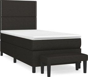 vidaXL Κρεβάτι Boxspring με Στρώμα Μαύρο 90x190 εκ.Υφασμάτινο