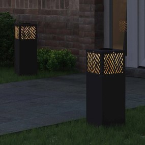 vidaXL Ηλιακό LED Φως Δρόμου 2 pcs Μαύρο Κρύο Ρολαρισμένο Χάλυβα