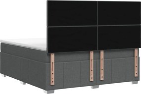 vidaXL Κρεβάτι box spring με στρώμα Σκούρο Γκρι 140 x 190 cm Ύφασμα