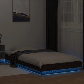 vidaXL Πλαίσιο Κρεβατιού με LED Καφέ Δρυς 90x200 εκ. Επεξεργ. Ξύλο