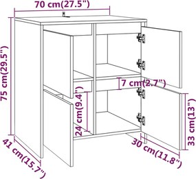 vidaXL Μπουφές 2 Τεμαχίων Λευκός από Επεξεργασμένο Ξύλο