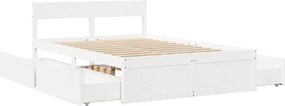 vidaXL Σκελετός Κρεβ. Χωρίς Στρώμα Λευκό 120x190 εκ Μασίφ Πεύκο