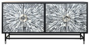 Σκευοθήκη DKD Home Decor 160 x 40 x 80 cm Μαύρο Γκρι Λευκό Κόκαλο Ρητίνη Ξύλο MDF
