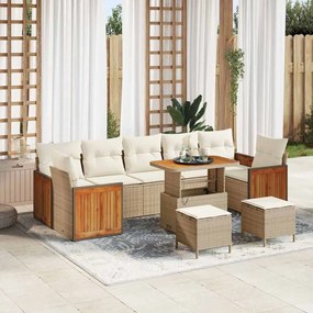 vidaXL Σετ Καναπέ Κήπου 10 pcs μπεζ και κρεμ 90 x 55 x 71 cm