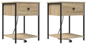 VidaXL Κομοδίνο 2 τεμ. Δρύς Sonoma 42 x 41 x 56 εκ. Επεξεργασμένο Ξύλο