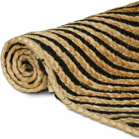 vidaXL Χαλί Φυσικό και Μαύρο 120 x 120 cm Γιούτα