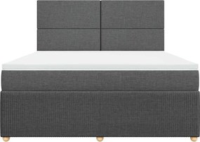 vidaXL Κρεβάτι Boxspring με Στρώμα Σκούρο Γκρι 180x200 εκ Υφασμάτιν