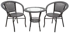 Lounge set 3pcs Saylor metal-pe rattan brown