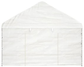 Κιόσκι με Τέντα Λευκό 15,61 x 4,08 x 3,22 μ. από Πολυαιθυλένιο - Λευκό