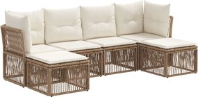 vidaXL Σετ Καναπέ Κήπου 6 pcs Μπεζ συνθετικό ρατάν