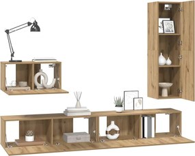 vidaXL Σετ επίπλου τηλεόρασης 4 pcs Artisan Oak Επεξεργασμένο ξύλο