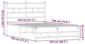 ΜΕΤΑΛΛΙΚΟ ΠΛΑΙΣΙΟ ΚΡΕΒΑΤΙΟΥ ΧΩΡΙΣ ΣΤΡΩΜΑ ΚΑΦΕ ΔΡΥΣ 120X190 CM 4017323