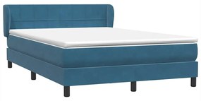 Κρεβάτι Boxspring με Στρώμα Σκούρο Μπλε 140x210 εκ. Βελούδινο - Μπλε