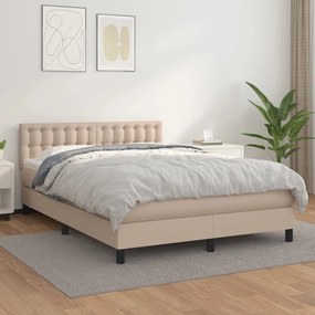 Κρεβάτι Boxspring με Στρώμα Καπουτσίνο 140x200εκ.από Συνθ.Δέρμα - Καφέ