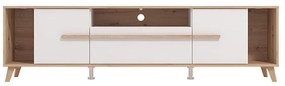 Έπιπλο Τηλεόρασης Orleans Artisan Oak - Λευκό - Λευκό Γυαλιστερό 189x40x52 εκ. 189x40x52 εκ.