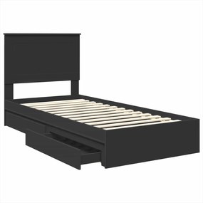 vidaXL Κρεβάτι Αποθήκης Μαύρο 100 x 200 cm Επεξεργασμένο ξύλο