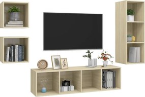 vidaXL Έπιπλα Τηλεόρασης Σετ 4 Τεμαχίων Sonoma Δρυς από Επεξ. Ξύλο
