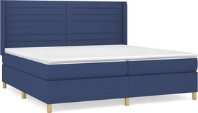 vidaXL Κρεβάτι Boxspring με Στρώμα Μπλε 200x200 εκ. Υφασμάτινο