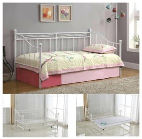 MARIN Daybed Κρεβάτι (90x190) Βοηθητικό Κρεβάτι (85x185) Μέταλλο Βαφή Άσπρο 198x97x93 185x85x36cm Ε8043,2