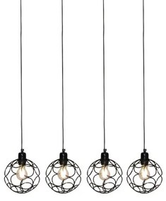 Κρεμαστό Φωτιστικό Οροφής 4xE27 Vintage Aline Homelighting -77-4071-Χρώμιο 77-4071
