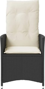 vidaXL Πολυθρόνες Κήπου Ανακλ/νες 2 τεμ. Μαύρες Συνθ. Ρατάν+Μαξιλάρια