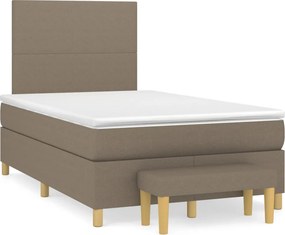 vidaXL Κρεβάτι Boxspring με Στρώμα Taupe 120x190 εκ. Υφασμάτινο