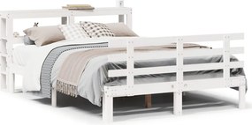vidaXL Πλαίσιο Κρεβατιού Κεφαλάρι Λευκό 150x200εκ Μασίφ Πεύκο