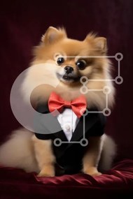 Σετ των 2 Intra Συλλεκτικό Ξύλινο Παζλ Plywood 4mm - Κομψό Pomeranian σε σμόκιν Σε Ξύλινο Κουτί - Διαστάσεις: 10x10 cm – 25 κομμάτια