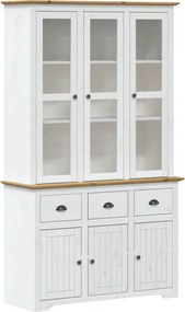 vidaXL Ντουλάπι BODO Λευκό/Καφέ 115,5x43x200,5 εκ. Μασίφ Ξύλο Πεύκου