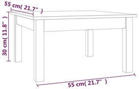 Τραπεζάκι Σαλονιού Γκρι 55 x 55 x 30 εκ. από Μασίφ Ξύλο Πεύκου - Γκρι