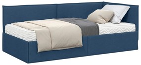 vidaXL Κρεβάτι γωνίας με στρώμα με κεφαλάρι 2 pcs Μπλε Βελούδο